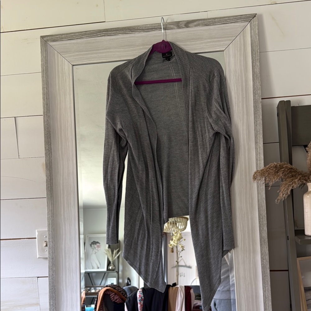 Gray Open-Front Cardigan